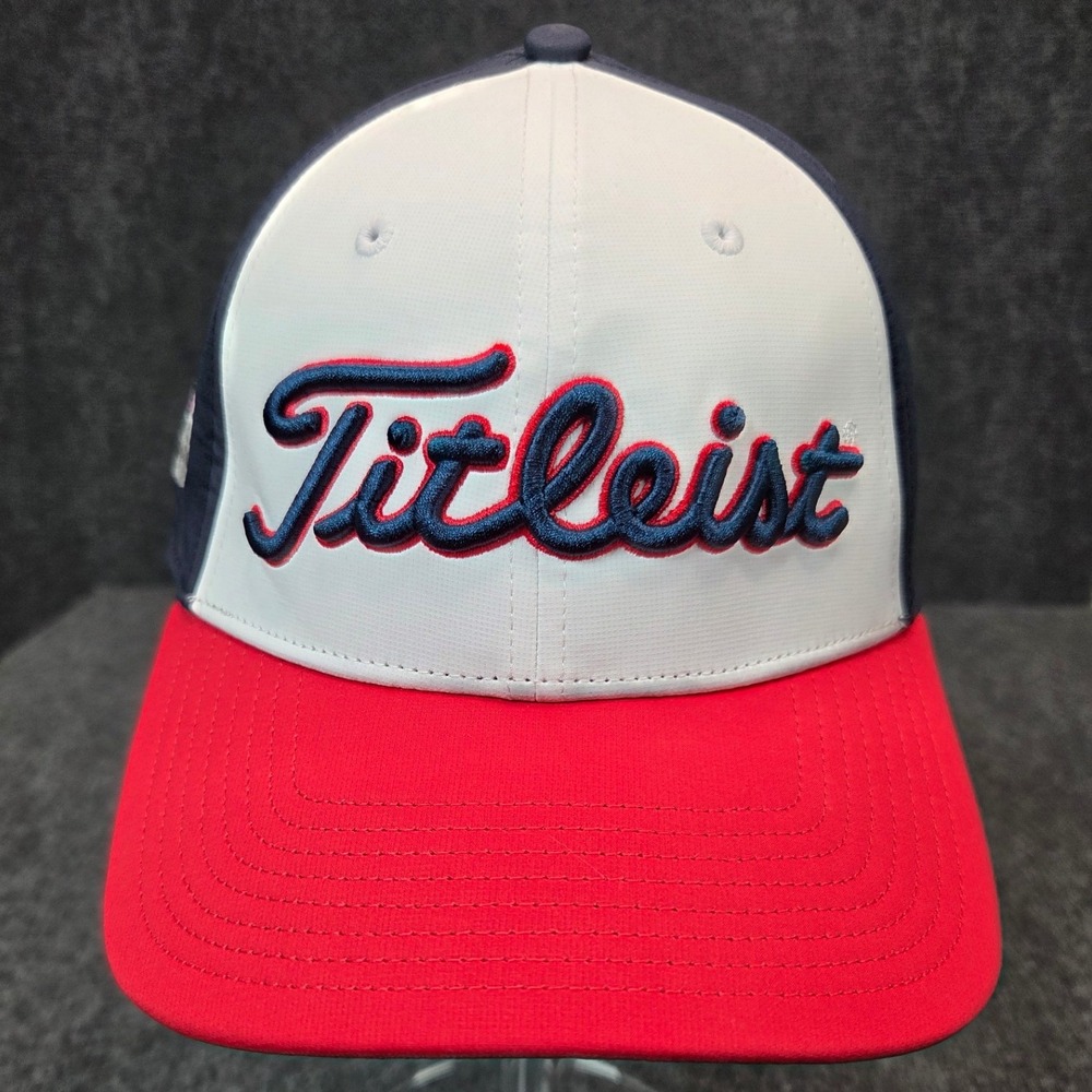 NEW Titleist Tour Performance Golf Hat Red White Navy Blue Adjustable Cap